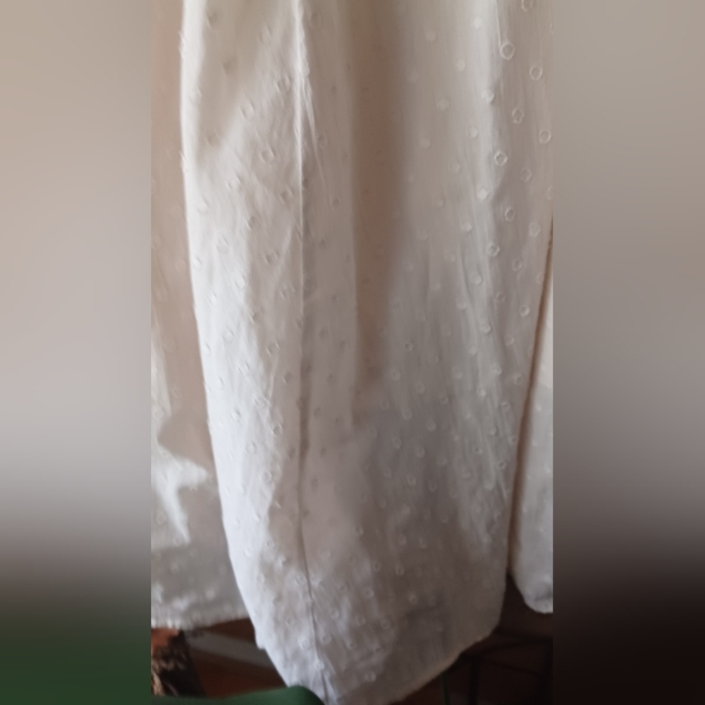 Smocked Cream Maxi Dress with Puff Sleeves - Picture 7 of 13